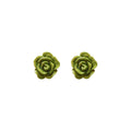 Green Rose Flower Mini Stud Earrings Textured Metal view 5