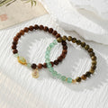 Wood Bead Stretch Bracelet Gourd Charm Stone Mix 2 Styles view 1