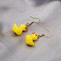 Yellow Cartoon Duck Novelty Long Dangle Hook Earrings view 3