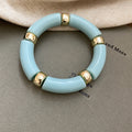 Acrylic Tube Stretch Bracelets Gold Barrel Spacers 3 Colors view 8