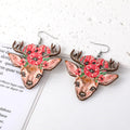 Silver Tone Western Cow Skull and Feather Acrylic Hook Earrings view 2