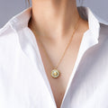 Gold Round Daisy White Shell Pendant Chain Necklace view 6