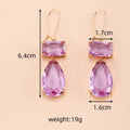 Rectangle and Teardrop Double Glass Dangle Earrings 4 Colors view 2
