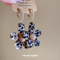 Leopard Acetate Flower Drop Hoop Earrings Jewelry Pair view 2