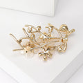 White Blossom Branch Brooch With Pearl in Blue or Pink Palette view 3