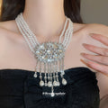 Layered Pearl Necklace With Crystal Fringe Centerpiece view 1