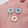 Round Enamel Cross Charms in Four Pastel Colorways view 8
