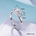 Silver MOM Heart Open Ring Love You Mom Engraving Band view 4