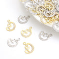 Crystal Moon and Star Alloy Charm Pendants in Two Metal Tones view 1
