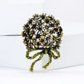 Hydrangea Bouquet Brooch With Bow in Blue or Gold Tone view 3