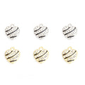 Striped Heart Charm with Clear Stones, Gold-Tone or Silver-Tone view 3