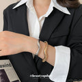 Polished Wave Open Cuff Bracelet Silver Gold 2 Colors view 1