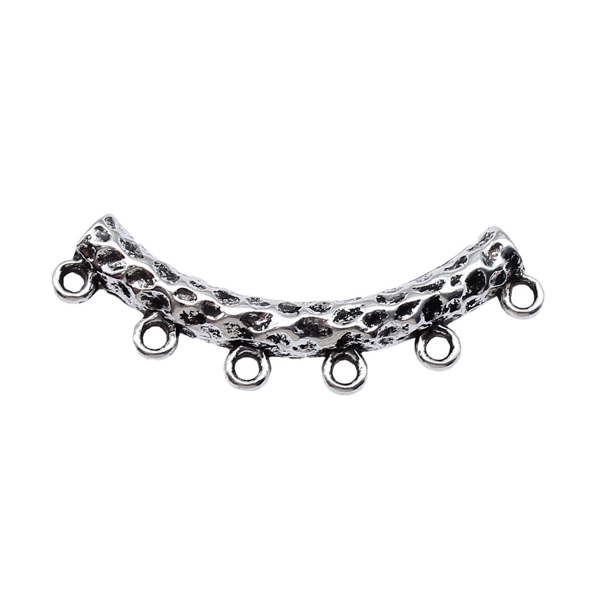 45x16x6.6mm 4.6g Antique Silver Zinc Alloy Hammered Curved Tube Bead Connector Findings for DIY Bracelet Making