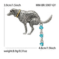Textured Dog Brooch with Blue Crystal Bead Drop Accents view 6