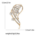 Crystal Curved Leaf Brooch with Polished Metal and Decorative Accents view 7
