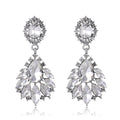 Silver Tone Marquise Crystal Cluster Crystal Four Designs Metal Dangle Earrings view 1