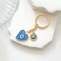 Blue Heart Evil Eye Keychain Gold Ring Rhinestone Charm view 6