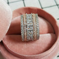 Two-Tone Wide Band Ring With Baguette and Round Clear Stones view 2