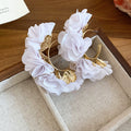 Chiffon Flower C Hoop Statement Earrings In Five Colors view 7