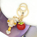 Persimmon Enamel Keychain Gold Tone Lucky Fruit Bag Charm view 10
