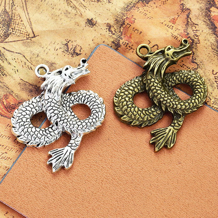 43x38mm Vintage Chinese Dragon Alloy Pendant