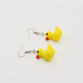 Yellow Duck Figural Drop Earrings with Silver Tone Hooks view 5