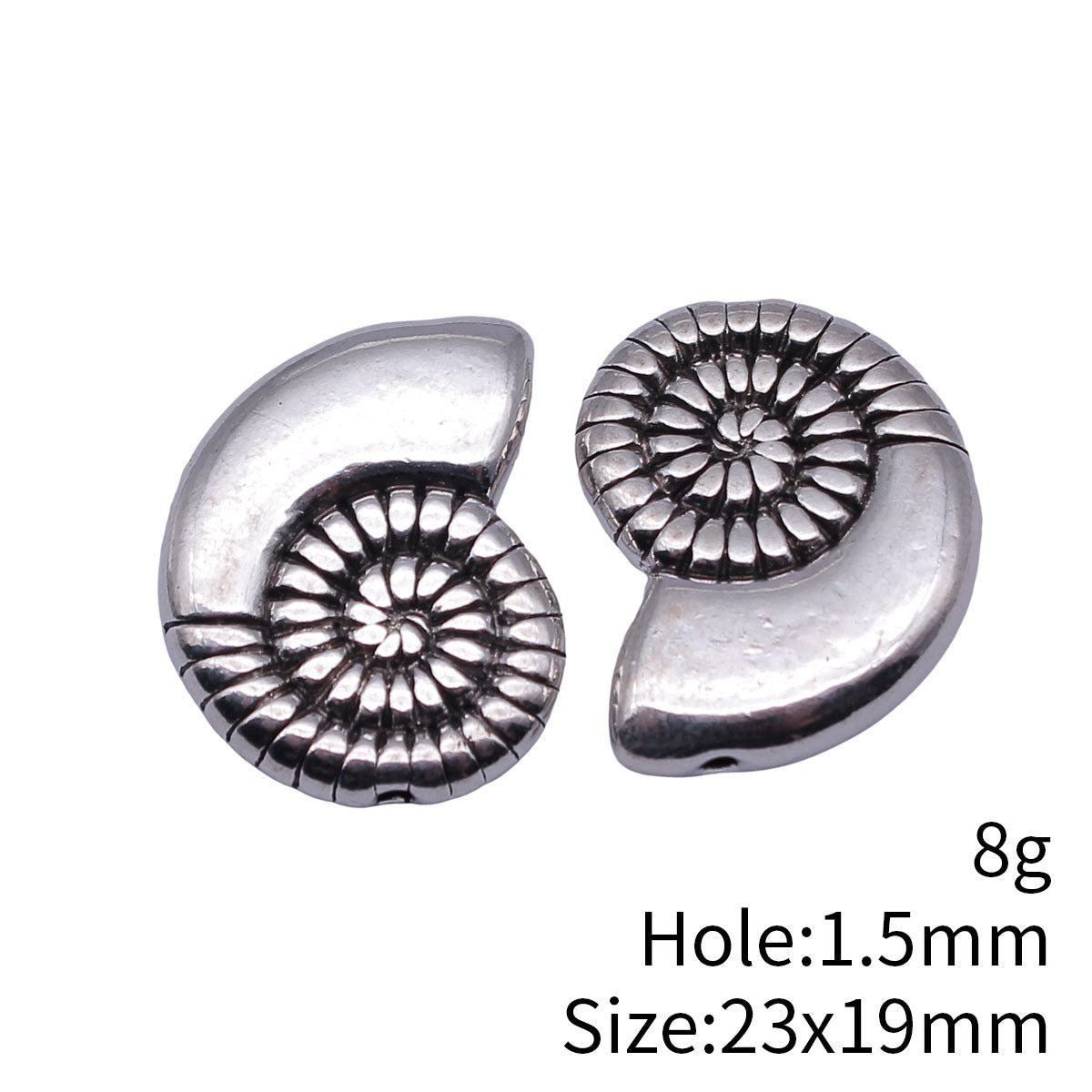 23x19mm 8g Antique Silver Zinc Alloy Conch Shell Spacer Beads for Beach Jewelry Making