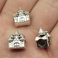 12x11x7mm 2.2g Antique Silver Zinc Alloy House Castle Large Hole Beads for Bracelet Jewelry Making