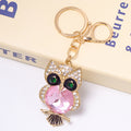 Gem Belly Owl Keychain Gold Clasp Pink Purple Blue Styles view 6