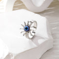 Silver Evil Eye Open Rings Blue Glass Bead 11 Design Styles view 6
