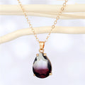 Gold Tone Faceted Teardrop Crystal Pendant Necklaces in Five Colors view 3