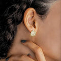 Pave Crystal Ball Stud Earrings Gold Or Silver Tone view 3