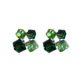 Green Square Crystal Cluster Stud Earrings With Decorative Details view 5