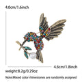 Hummingbird And Flower Crystal Brooch in Detailed Metal and Crystal Design view 6