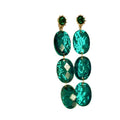 Emerald Green Triple Crystal Statement Drop Earrings view 5