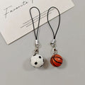 Basketball and Soccer Ball Phone Strap Charms in Silver Tone view 5