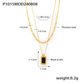 Layered Figaro Necklace With Black Acrylic Pendant view 8
