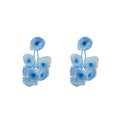 Sheer Fabric Flower Cluster Crystal Bead Drop Earrings view 5