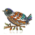 Oversized Crystal Bird on Branch Brooch in Blue or Brown view 5