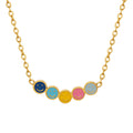 Gold Multicolor Enamel Smiley Faces Bar Pendant Necklace view 5