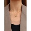 Gold Double Happiness Fu Coin Necklace Zircon Edge Pendant Chain view 4