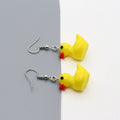 Yellow Duck Figural Drop Earrings with Silver Tone Hooks view 3