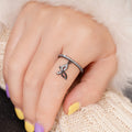Butterfly Dangle Pavé Band Ring Gold Silver Black Tones view 3