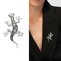Iridescent Shell Lizard Brooch With Crystal Silver Tone Limbs view 4