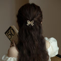 Gold Filigree Bow Pearl Metal Hair Claw Clip Openwork view 4