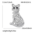 Seated Crystal Cat Brooch in Gold or Silver Tone Metal view 5