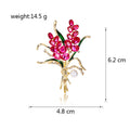 Pink Gold Tone Wheat Crystal Pearl Look Metal Brooch Pin view 2