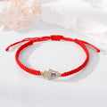 Gold Tone Crystal Hamsa Blue Evil Eye Red Cord Bracelets in Four Designs view 3