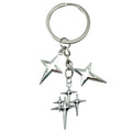 Silver Tone Four Point Star Cluster Keychain with Metal Hardware view 5