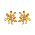Gold Amber Petal Flower Stud Earrings with Layered Blooms view 5